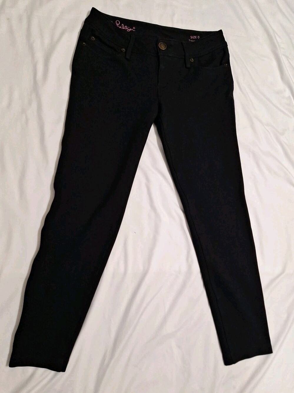 Lilly Pulitzer Ponte Pants Sz 0 Womens Travel Jeans Black Ankle Measures 26 X 24